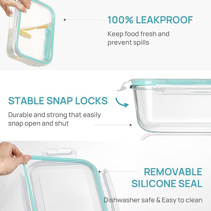 Vtopmart 2Pack 1860ml/63oz Large Glass Containers Food Storage - Image 6