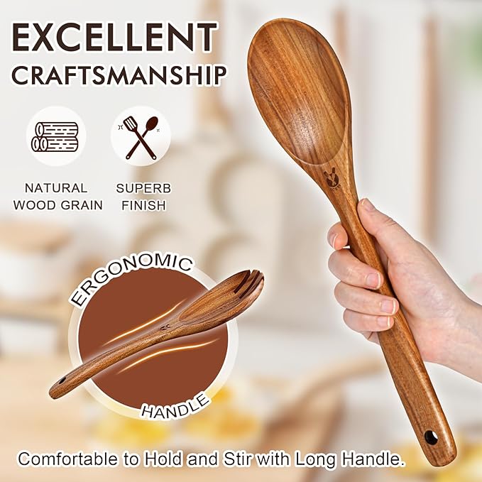 Wooden Spoons for Cooking, Cooking Utensils Set - Image 5