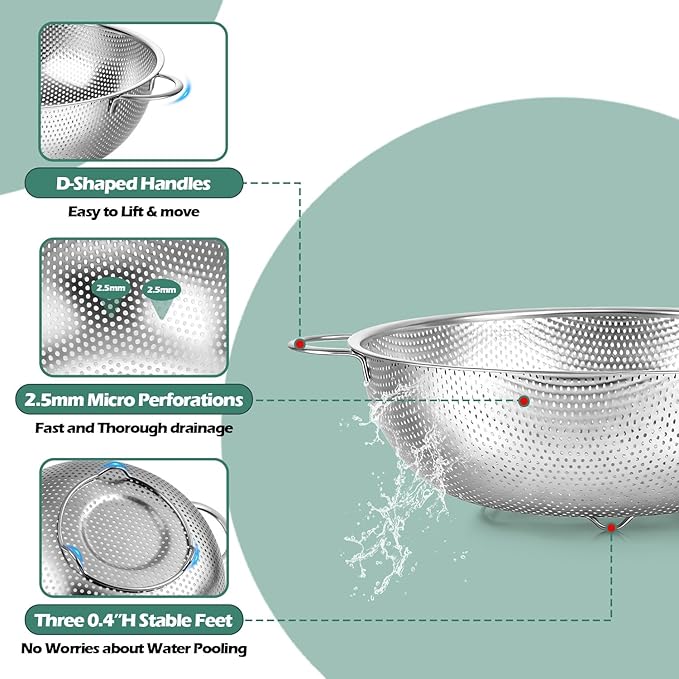 Leonyo Stainless Steel Colander - Image 3