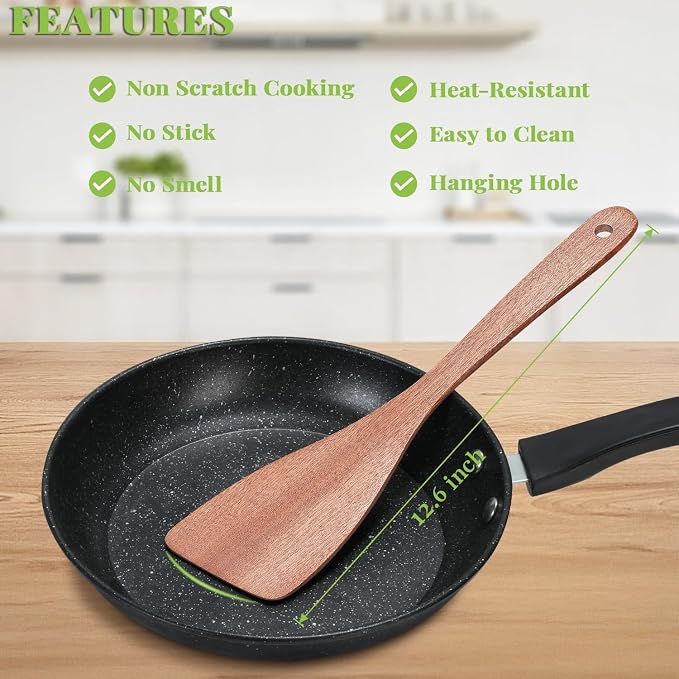 3Pcs Wooden Spatulas, 12inch Long Handle Flat Spatula Set - Image 5