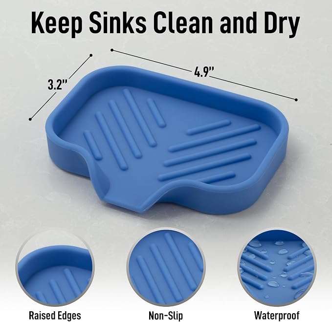 Zulay Kitchen Small Silicone Sponge Holder – Space-Saving Sink Organizer Tray - Image 4