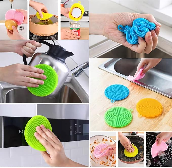 Silicone Dish Scrubber, Food Grade BPA Free Reusable Rubber Sponges Dishwasher - Image 2
