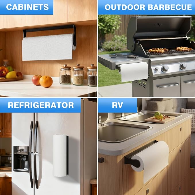 Paper Towel Holder Under Cabinet, Adhesive & Wall Mount, Under Counter Paper - Image 4