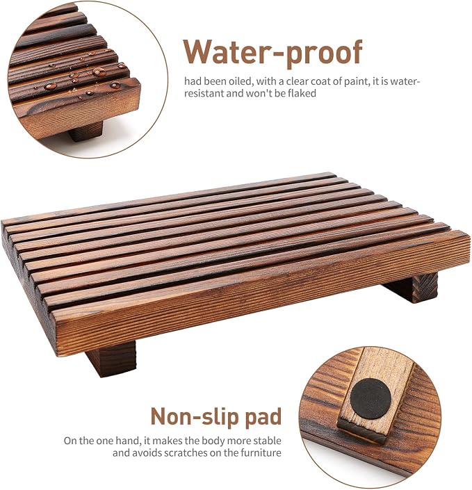 Farmhouse Bathroom Counter Organizer Wooden Display Pedesta Stand Small Kitchen - Image 4