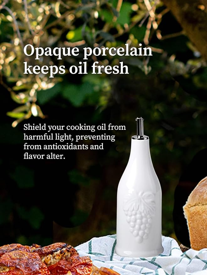 HOMBENE Ceramic Oil & Vinegar Dispenser Set, 12 oz/350ml, 2 Pack, Dripless Spout - Image 4