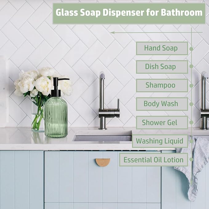 14 Oz Black Pump Glass Soap Dispenser, - Image 5