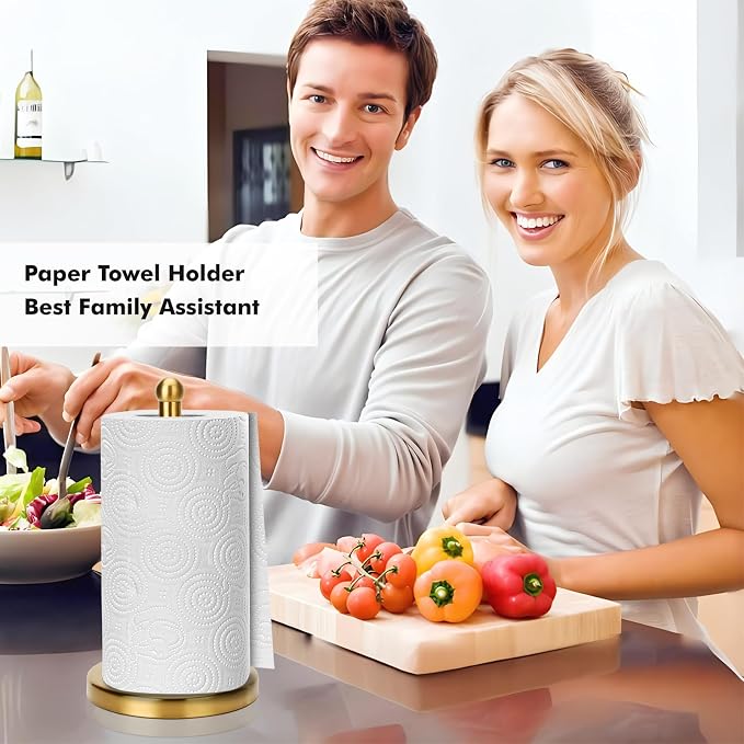 Paper Towel Holder Stand with Sturdy Base Fits Standard and Jumbo Sized Paper - Image 5