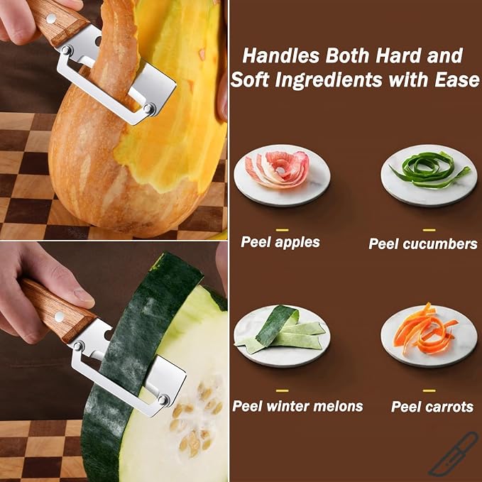 Premium Vegetable Peeler with Wooden Handle and Bottle Opener, Stainless Steel - Image 7