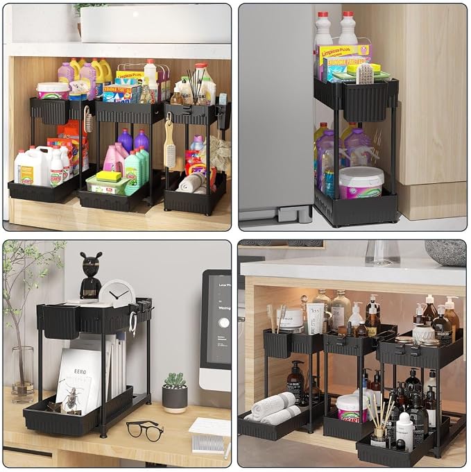 Sevenblue 3 Pack Under Sink Organizers, 2-Tier Multi-Use Kitchen and Bathroom - Image 6