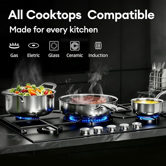COOKER KING Non Stick Pots and Pans Set, Frying Pans, Saute Pan & Stock Pot - Image 5