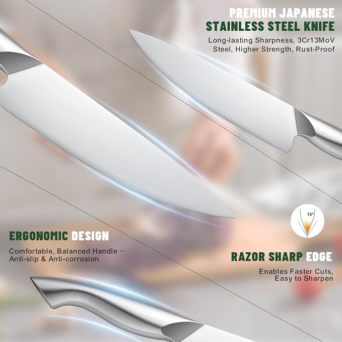 Knife Set, EWFEN 14-Piece Kitchen Knife Set - Image 5