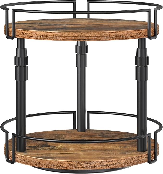HOOBRO Lazy Susan Organizer Spice Rack, 2-Tier Height Adjustable Rotating Spice by HOOBRO
