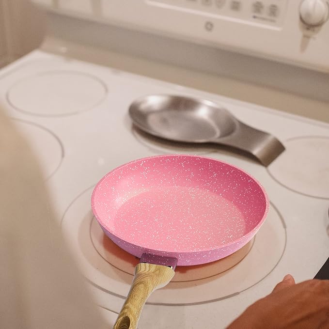 Frying Pan Nonstick, 9.5 Inch Pink Egg Pan, Non Stick Fry Pan 100% PTFE - Image 5