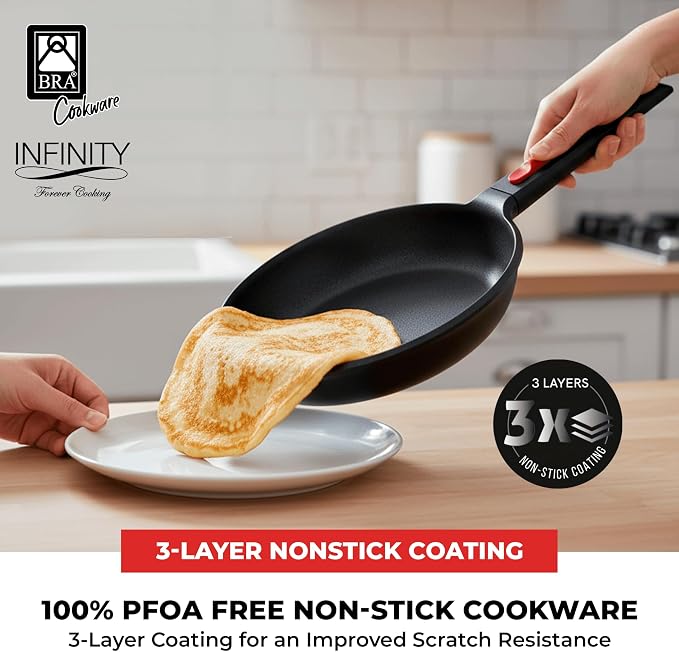 BRA COOKWARE Infinity 3-Piece Nonstick Frying Pan Set | 8, 9.5 & 11 Inch Cast - Image 5