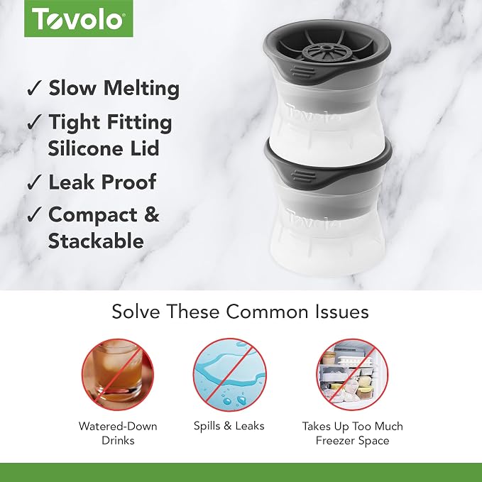 Tovolo Basketball Ice Cube Molds Pack of 2 Large Craft Ice Spheres - Image 3