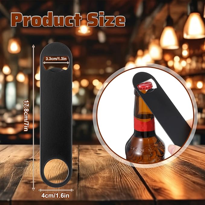 20 Pack Flat Bottle Opener, 7 Inch Stainless Steel Black Speed Opener Bulk - Image 2