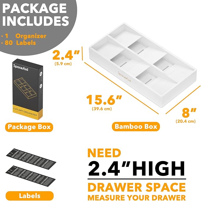 SpaceAid Bamboo Silverware Drawer Organizer - Image 4