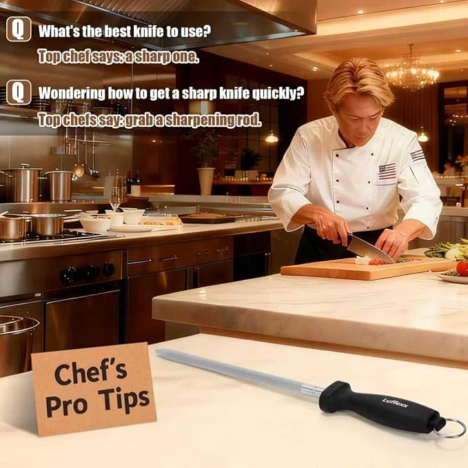 Professional 12-Inch Knife Sharpening Rod, High-Carbon honing rod to Sharpen - Image 3