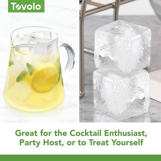 Tovolo Large Square Ice Cube Mold Colossal 2 Inch Cubes Pack of 2, Huge Ice - Image 4