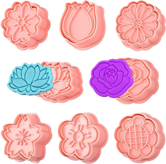 8 Pack Flower Cookie Cutters, 3D Cookie Cutter by Sakolla