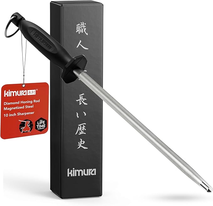 Kimura Professional Diamond Honing Steel, 10 inch Honing Rod, Diamond Knife by Kimura