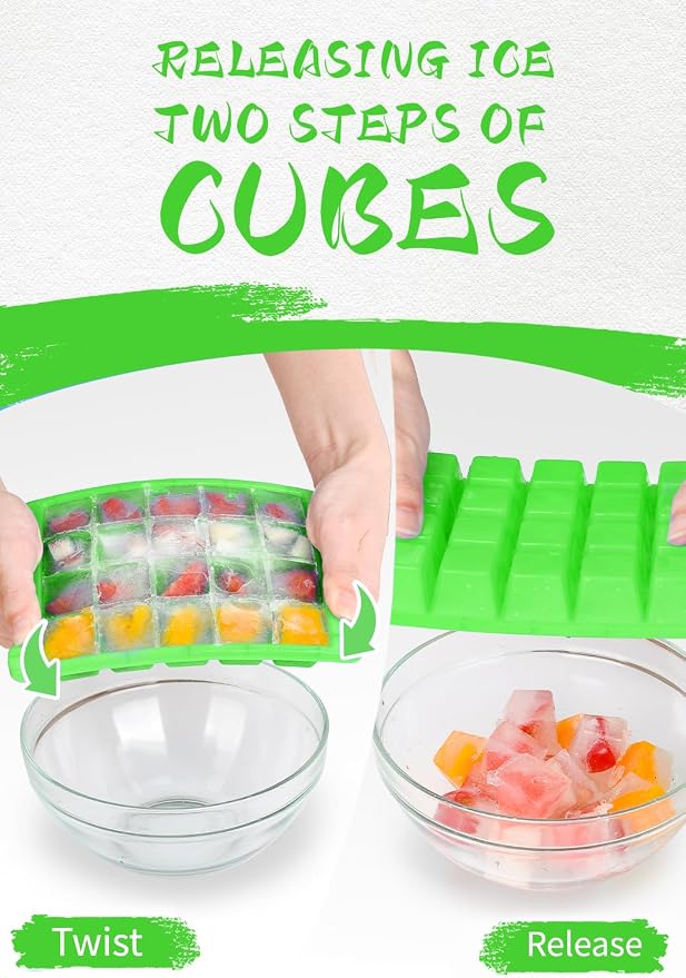 4 Pack Mini Ice Cube Trays for Freezer-Easy Release & Stackable | Small Ice - Image 3
