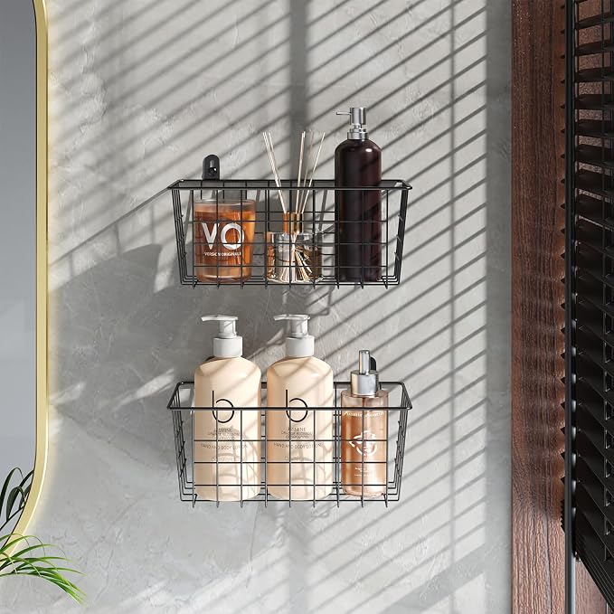 MaraFansie Hanging Kitchen Baskets Wire Storage Basket Adhesive and Screws - Image 4