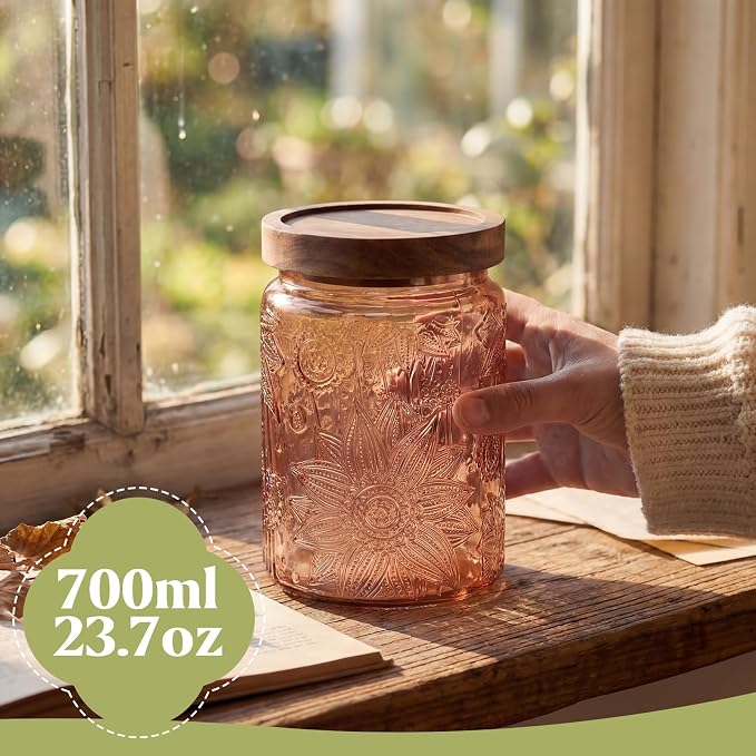 Willinglong 2 Pack 23.7oz Colored Vintage Glass Storage Jars - Image 3