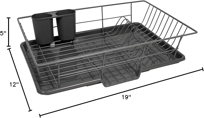 Sweet Home Collection 3 Piece Metal Dish Drainer Rack Set - Image 2
