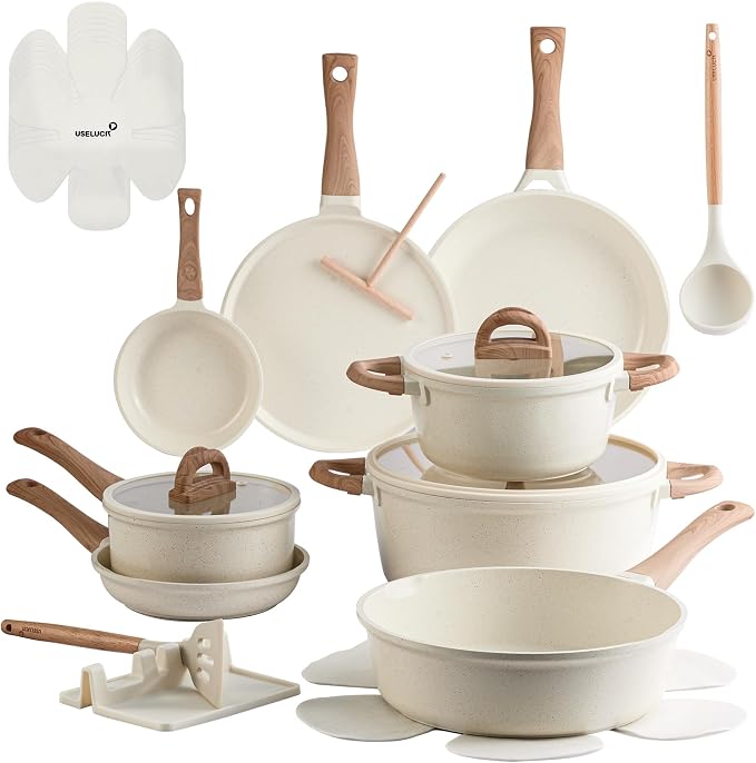 Pots and Pans Set Non Stick Ceramic Cookware Set 22-Piece Nonstick Kitchen by useluck