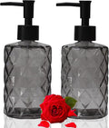 Glass Soap Dispenser with Black Plastic Pump, 12oz Refillable Liquid Hand Soap by YYTSGG