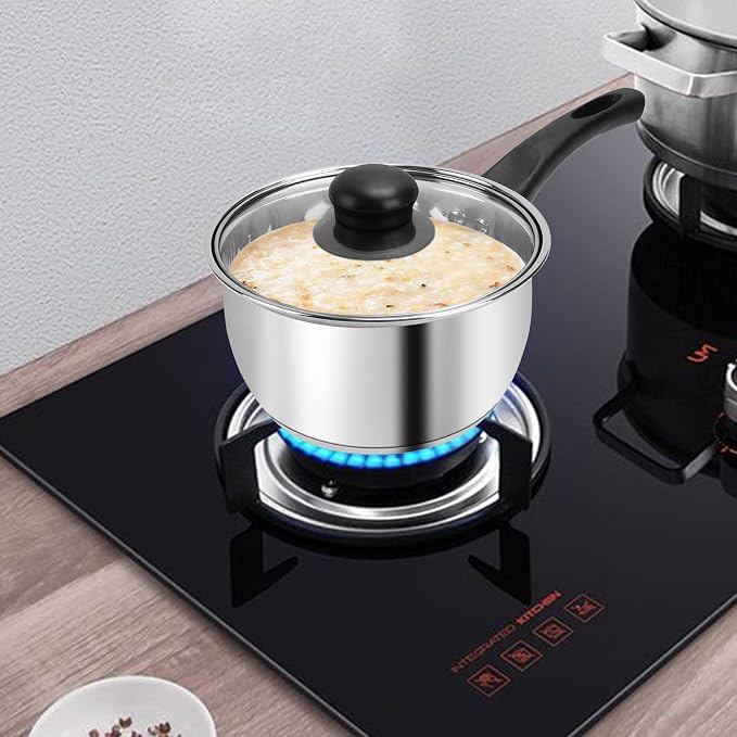 Stainless Steel Pot Set with Lid 6pcs, Sauce Pans 1QT & 2QT & 3QT Set, Triply - Image 2