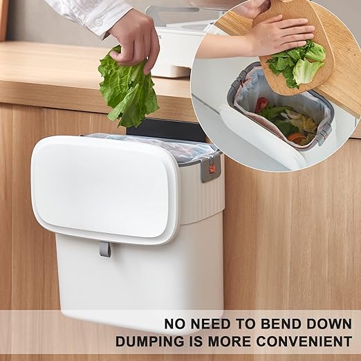 ELPHECO Hanging Trash Can with Lid 2.5 Gallon Kitchen Compost Bin - Image 3