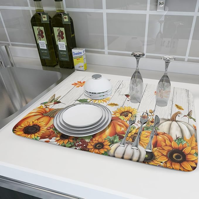 Autumn Harvest Pumpkin Dish Drying Mat - Image 6