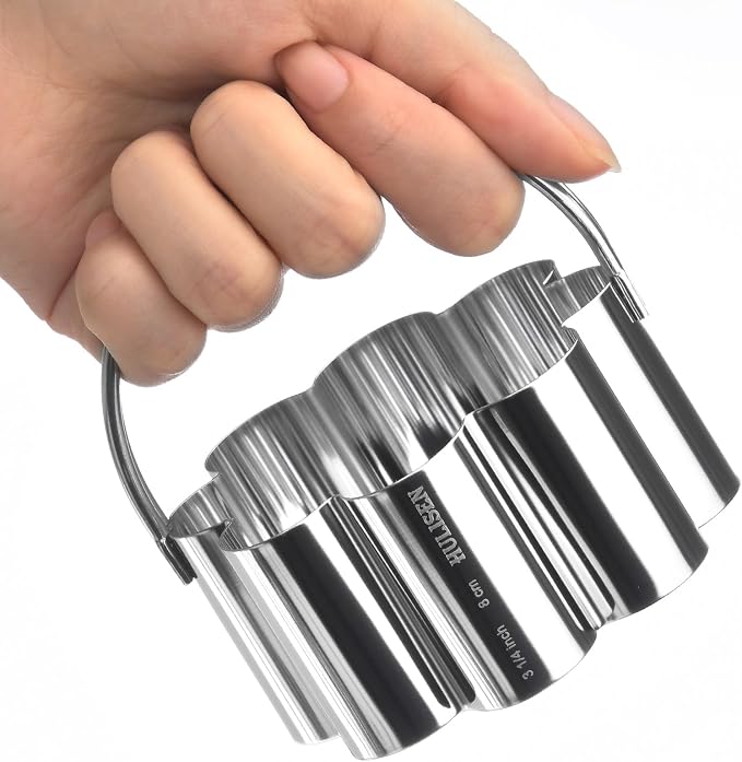 HULISEN Flower Cookie Cutter Set, Stainless Steel Scalloped Edge Biscuit Cutter - Image 2