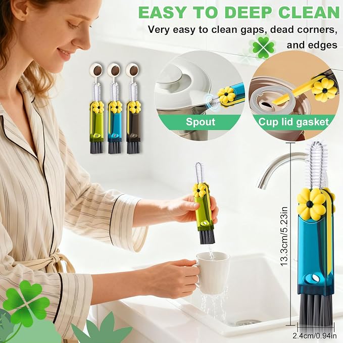 3 in 1 Cup Lid Cleaning Brush, Home Kitchen Crevice Brush, Portable Bottle - Image 2