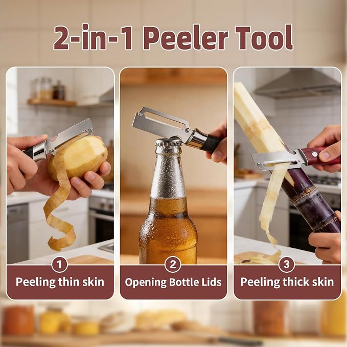 Multifunctional Vegetable Peeler, 2 in 1 Stainless Steel Fruit Veggie Peeler - Image 4