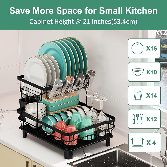 MOUKABAL Dish Drying Rack, Dish Rack, Stainless Steel Dish Racks - Image 6