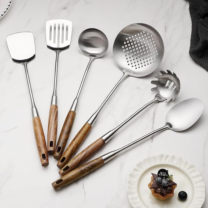 6 Pcs Cooking Utensils Set 304 Stainlss Steel Kitchen Utensils Set Heat - Image 6