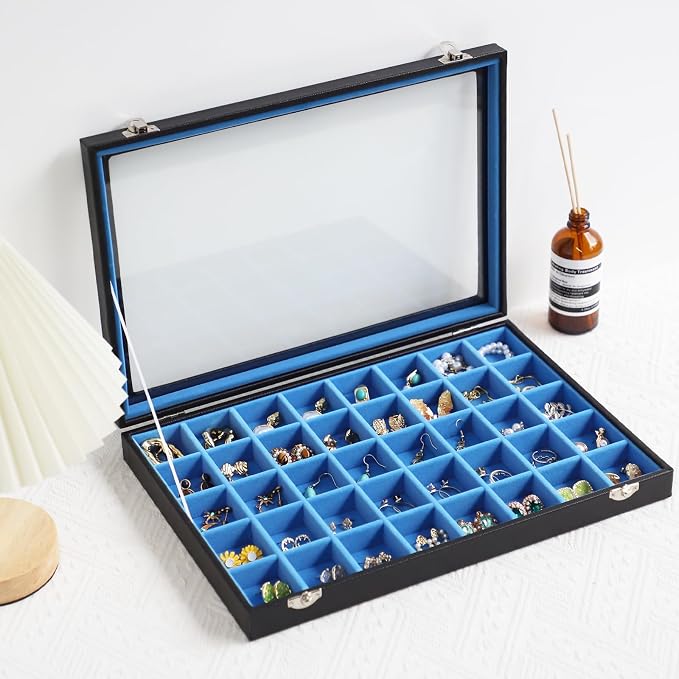 Stratalife Jewelry Organizer 40 Grid Blue Black Jewelry Tray - Image 4