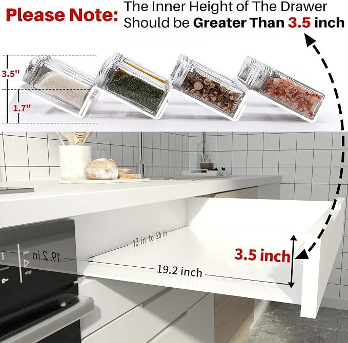 MIUKAA Clear Acrylic Spice Drawer Organizer, 4 Tier- 2 Set Expandable From 13" - Image 7