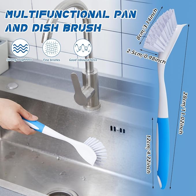 Hsei 10 Pcs Blue Kitchen Scrub Dish Brush Bulk - Image 2