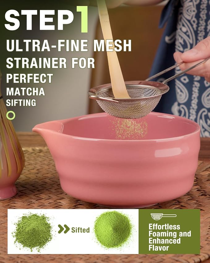 5PCS Pink Matcha Set - 17OZ Ceremonial Bowl - Image 5