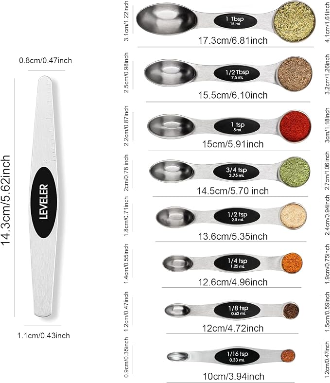 Magnetic Measuring Spoons Set Stainless Steel - Image 2