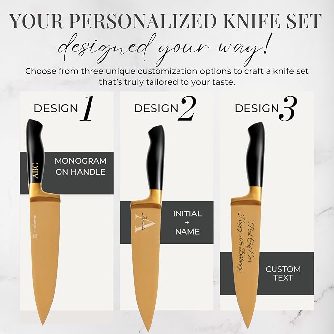 Personalized Black and Gold Knife Set - Image 2