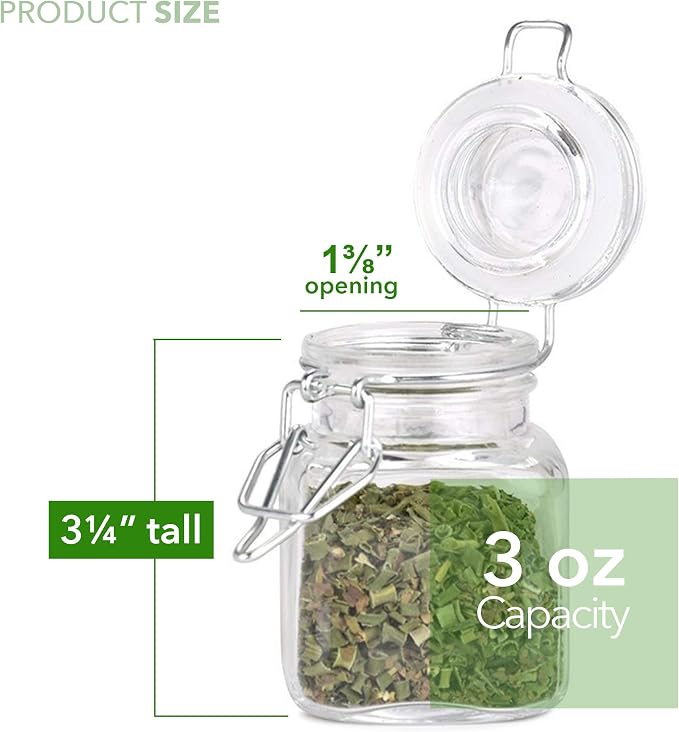 Small Square Glass Jars with Airtight Round Lids, Empty Spice Containers with - Image 3