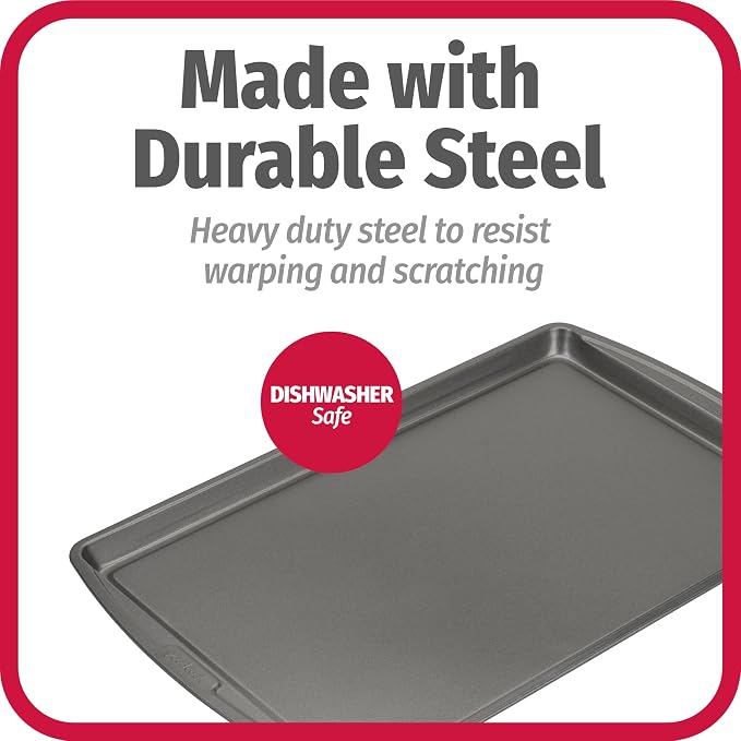 GoodCook Everday Nonstick Carbon Steel 17 x 11-Inch Baking Sheet Set, 2 Pack – - Image 6