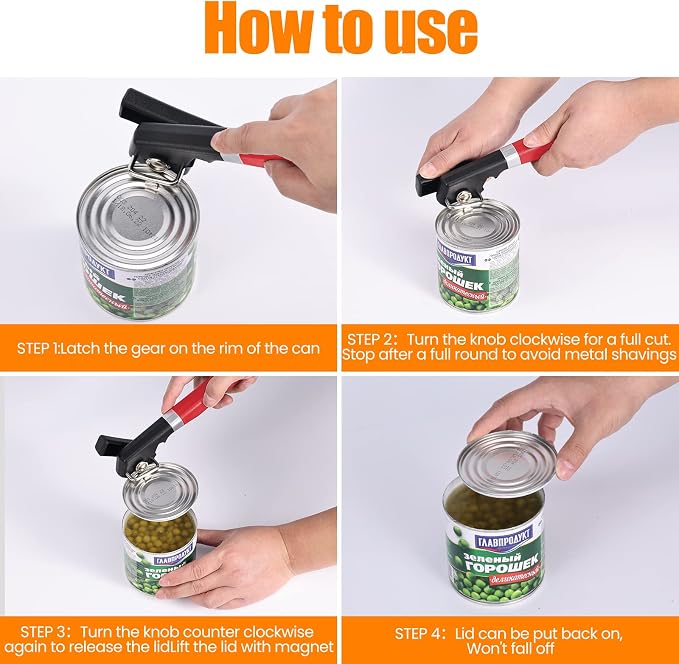2 in 1 Safety Can Opener Manual Smooth Edge & Bottle Opener, - Image 6