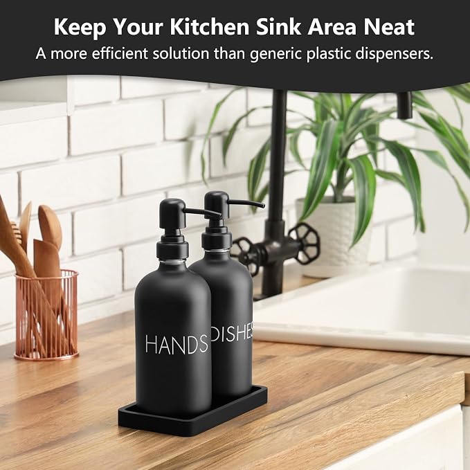 Black Dish and Hand Soap Dispenser Set - Image 4