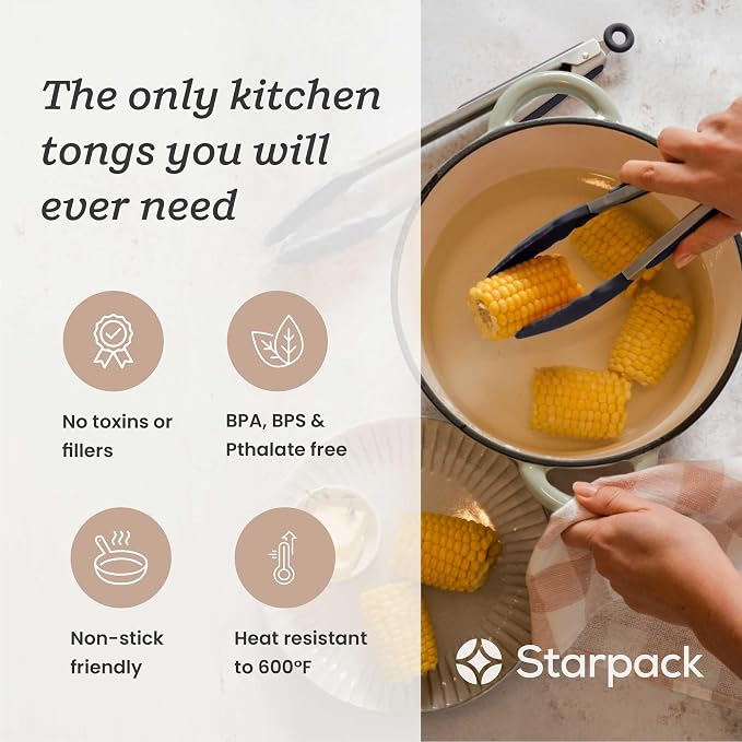 StarPack Premium Silicone Kitchen Tongs Set of 2 - Image 2